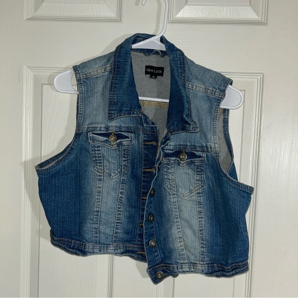 New Look Indigo Denim Crop Vest